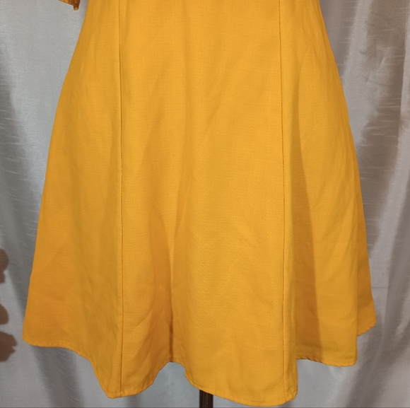 Rechic bohemian Vintage Short Dress, Yellow, Bell Sleeve,Zip, Pleated bust, S/ 2 - Picture 7 of 12